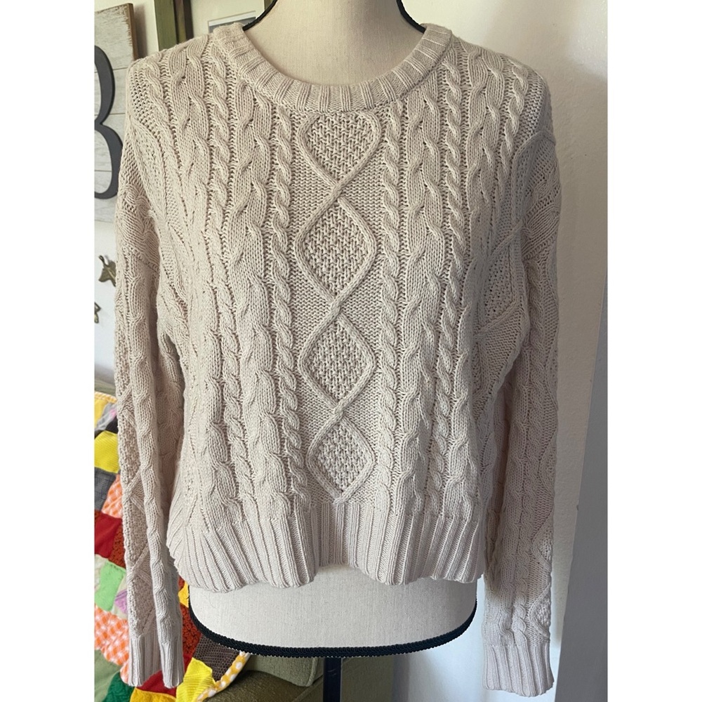 Hippie Rose Light Beige Cable Knit Sweater